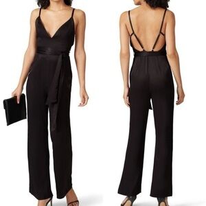 Fame and Partners x Free People Benton Black Satin Jumpsuit NEW WITH TAGS SIZE 2
